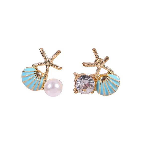 Shell Alloy Ear Studs - Picture 1 of 3